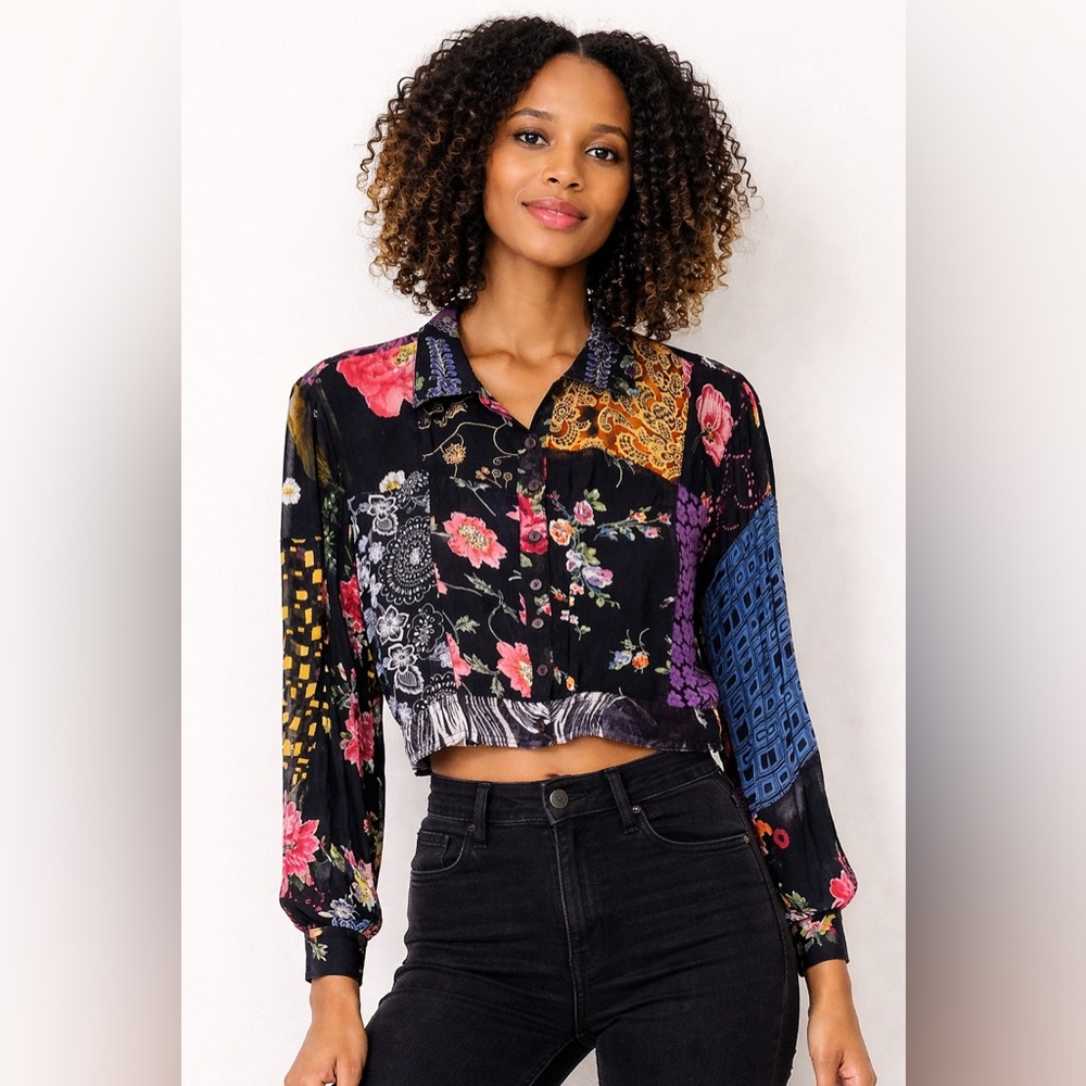 ✨ Sacred Threads Patchwork Cropped Jacket | S/M - image 1